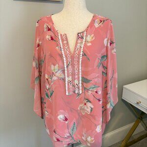 Belle by Kim Gravel Size 1X Magnolia Print Blouse